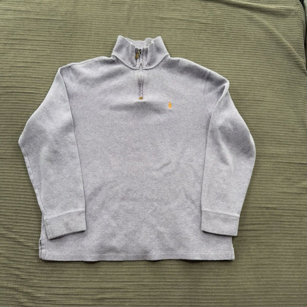 Polo Ralph Lauren 1/4 Zip Sweater Men XL Purple Cotton Long Sleeve Preppy‎ Golf.